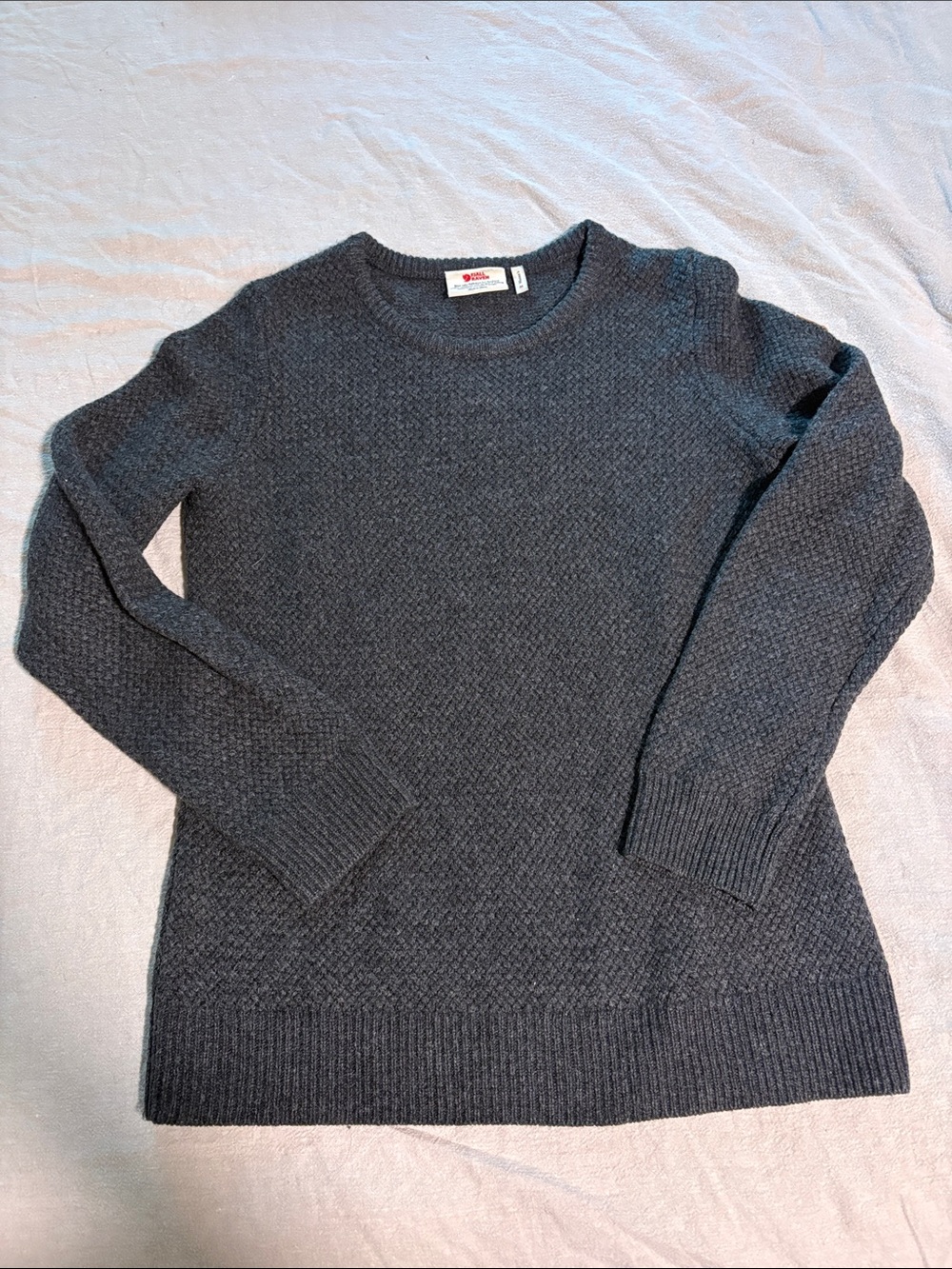 Charcoal Textured Ovik Wool Crewneck Sweater